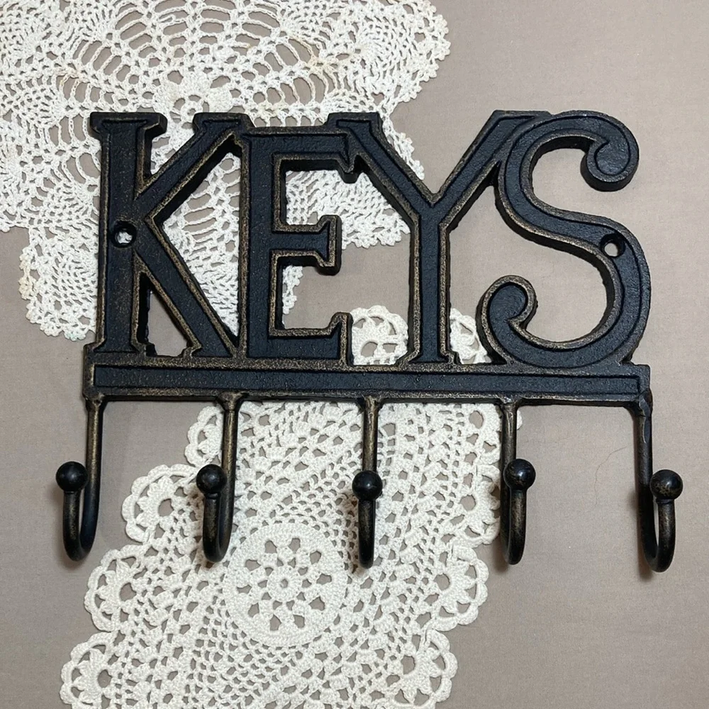 Black Cast Iron Key Holder Wall Decor